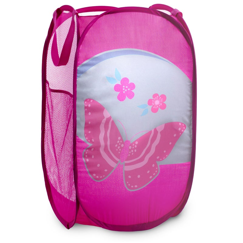 Handy Laundry Collapsible Mesh Pop Up Hamper with Wide Opening and Side Pocket - Breathable  Sturdy  Foldable  and Space-Saving Design for Clothes and Storage (Butterfly) - Image 1